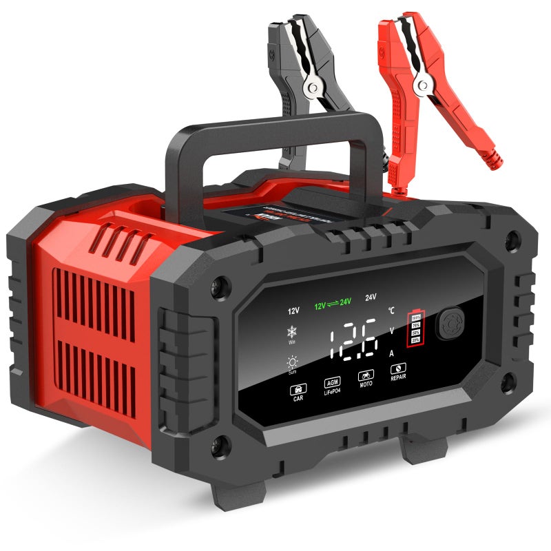 YONHAN Battery Charger 20A 12V/24V LiFePO4 Lead Acid Fully Automatic Battery Maintainer, Car Battery Trickle Charger Automotive w/Repair, Winter Mode, for AGM, STD, Gel, Deep Cycle Batteries - Image 1